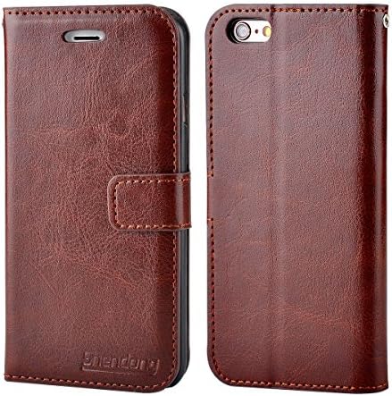 iPhone 6/6s 4.7" Case,Shendong Ultrathin Series,Stand Feature,Double Layer Shock Absorbing Premium Soft PU Color matching Leather Wallet Cover Flip Cases For apple iPhone 6 6s 4.7 inch (Brown)