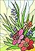 Arrangement of Red & Blue Flowers - Etched Vinyl Stained Glass Film, Static Cling Window Decal