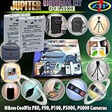 Jupiter Universal Kit Deluxe for Nikon Coolpix P500, Coolpix P510, Nikon CoolPix P80, P90, P100, P5000, P6000 includes: TheZipkit Camera Bag, Leatherette Case, 2 EN-EL5 1100 mAh Batteries, Mini AC/DC Charger, Gripinator IV Tripod, Mini-wire Tripod, USB Card Reader/ Writer, and more