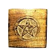 Rosewood Hand Carved Keepsake Box from India with Pentagram Top, 5x5