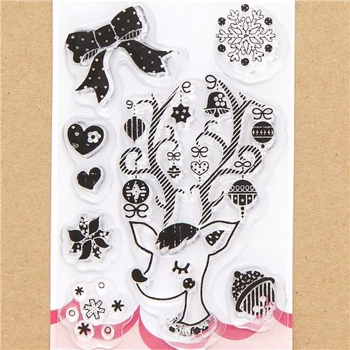 Imagen principal de Bonitas pegatinas de gel con un ciervo, copos de nieve