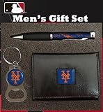 New York Mets Tri-Fold Wallet with Pen & Keychain Gift Set