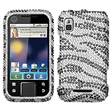 Black Zebra Skin Diamante Protector Cover for MOTOROLA MB508 (Flipside)