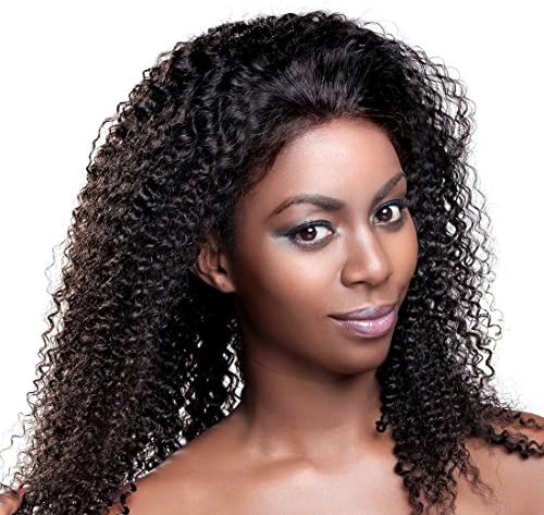 VVHair® Kinky Curl Natural Human Hair Lace Front Wigs Remy Malaysian Raw Natural Black Color 16 Inch Medium Cap Size