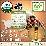 NaturOli Soap Nuts / Soap Berries - SALE! - 1/2-Lb USDA ORGANIC   18X BONUS! Select Seedless. Wash Bag, Tote Bag, 8-pg info. Organic Laundry Soap / Natural Cleaner. Processed in USA!
