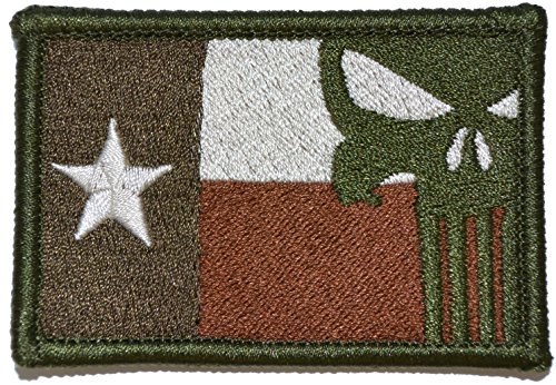 Texas State Flag with Punisher Skull - 2x3 Hat Patch (Multicam)