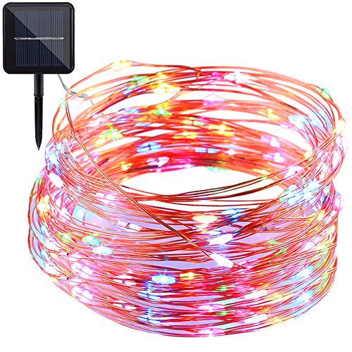 GDEALER Solar Copper String Lights 150LED 49ft Waterproof Starry Copper Wire Lights Ambiance Lighting for Outdoor Landscape Patio Garden Home Christmas Party Wedding Multi Color (1)