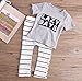 Baby Toddler 2 Pcs Letter Cotton Shirt + Striped Pants Set Outfit Casual Suit (18-24M)