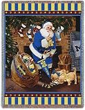 Univ of Michigan Santa Throw - 70 x 53 Blanket/Throw - Michigan Wolverines