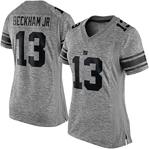 Ajersey Womens 13 Football Royal Blue Giants Custom Beckham Jersey (Grey, L)