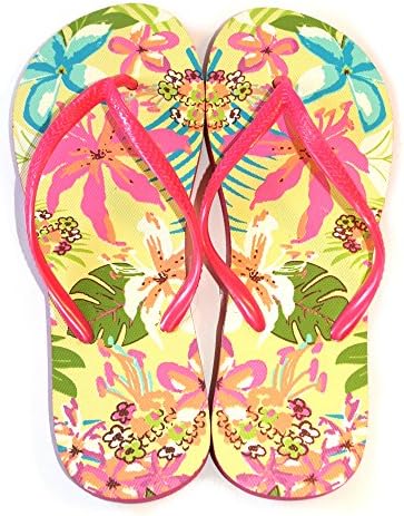 Boutique Flip Flops (9, Tropical Pink Print)