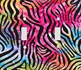 Rainbow Zebra Decorative Double Switchplate Cover