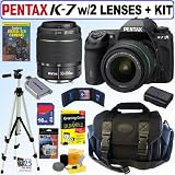 Pentax K-7 14.6 MP Digital SLR Camera with Pentax DA 18-55mm f/3.5-5.6 AL Weather Resistant Zoom Lens and Pentax DA 50-200mm f/4-5.6 ED Weather Resistant Zoom Lens + 16GB Deluxe Accessory Kit