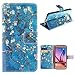 For Galaxy S6 , ivencase Peach Blossom Flower Magnetic Closure Pattern PU Leather With Built-in Media Stand and Credit Card Slots Flip Wallet Case Protective Cover for Samsung Galaxy S6 SM-G920