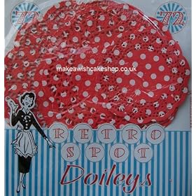 72 Red Paper Polka Dot Doilies
