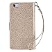BENTOBEN iPhone 6S Case, iPhone 6 Case, Glitter iPhone 6S Wallet Case Sparkle Flip Faux Leather Credit Card Holder Cash Pockets Wristlet Magnetic Protective Case for iPhone 6 / 6S (4.7 Inch), Gold