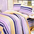 Blancho Bedding - [Purple Yellow Stripes] 100% Cotton Comforter Cover/Duvet Cover Combo