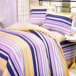 Blancho Bedding - [Purple Yellow Stripes] 100% Cotton Comforter Cover/Duvet Cover Combo
