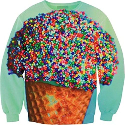Sunnydate Women's Colorful Patterns Print Sweatshirt Sweaters-ice cream