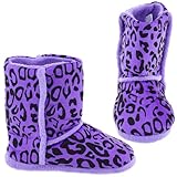 Chatties Purple Animal Print Bootie Style Slippers for Women