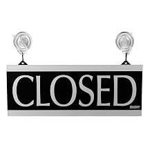 U.S. Stamp & Sign HeadLine Century Series 5x13 Inch Double Sided Open/Closed Sign, Black and Silver, 4246