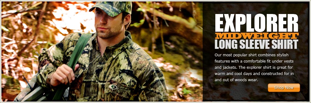 Hunter wearing the Explorer Midweight Long Sleeve Shirt
