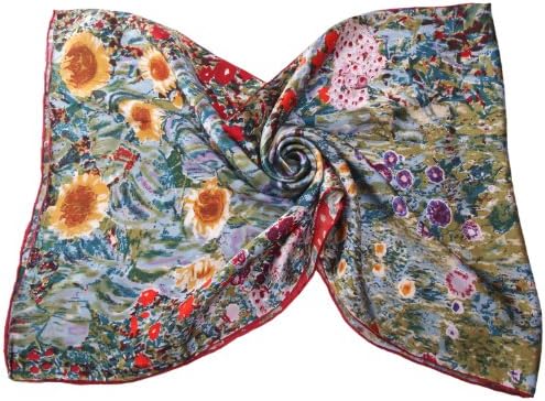 Luxurious 100% Charmeuse Silk Long Scarf Hand Rolled Edge Kwai garden