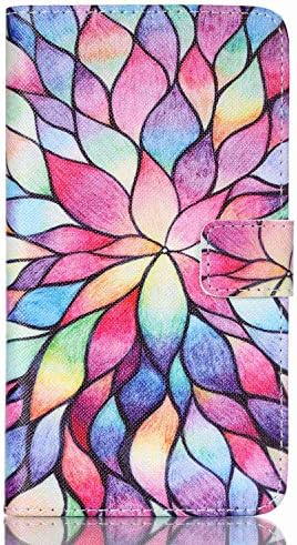 LG G Stylo Case, Slim Flip Fold PU Leather Case with cash/card holder For LG G Stylo, LS770 (rainbow flower)