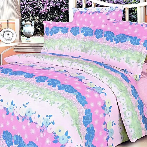 Blancho Bedding - [Pink Kaleidoscope] 100% Cotton 4PC Duvet Cover Set (King Size)