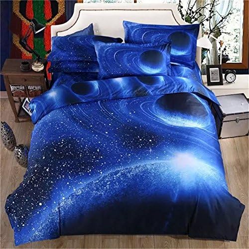 Queen Size Hipster Galaxy Kids Bedding Sets,Universe Outer Space Themed Galaxy Duvet Bed Sheet,100% Polyester(No Comforter),Twin Size 3Pc