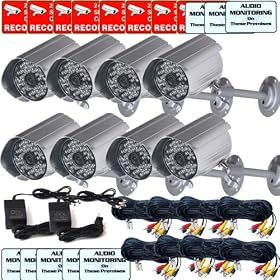 VideoSecu IR804MKC Night Vision Outdoor Indoor Color Audio Video Security Camera Kit with free power supply and 50ft AV cable 1SL