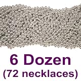 33 inch 07mm Round Metallic Silver Mardi Gras Beads - 6 Dozen (72 necklaces)