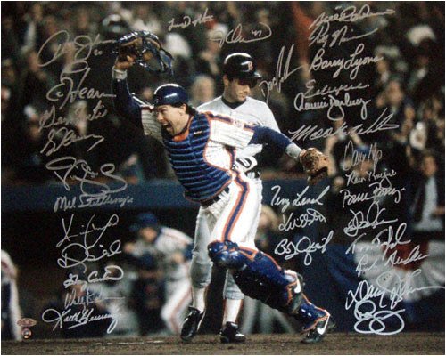 New York Mets 1986 - Last Out - Autographed 16x20 Photograph