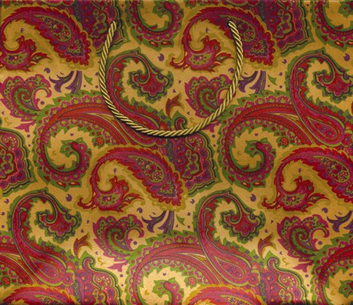 Caspari 5-1/2 x 5-1/2 x 2-1/2 Paisley Christmas Anitque Gold Holiday Gift Bag Caspari 5-1/2 x 5-1/2 x 2-1/2 Paisley Christmas Anitque Gold Holiday Gift Bag