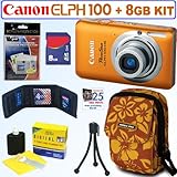 Canon PowerShot ELPH 100 HS 12 MP CMOS Digital Camera (Orange) + 8GB Access ....
