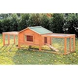 Pawhut Wooden Rabbit Hutch with 2 Runs, 122"