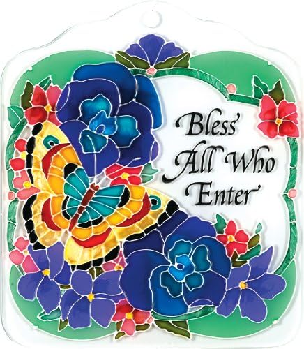 Joan Baker Designs TP1017 Tile Plaque, Victorian Flowers/Bless All Who Enter, 6 by 7-Inch