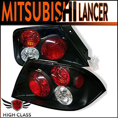02-03 Mitsubishi Lancer Black Tail Lights Rear Brake Lamps Pair New