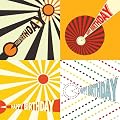 Bright Stem Stationery Set of 4 Birthday Greeting Cards Vintage Designs