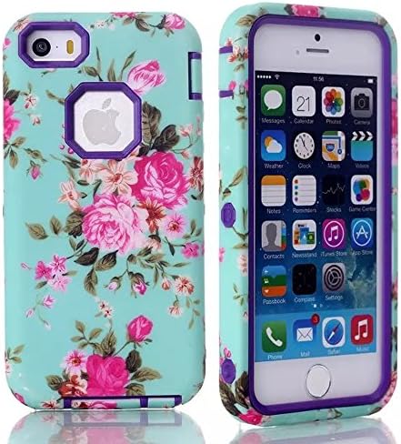 iPhone 5S Case, LERBO 3 in 1 Hard and Soft Hybrid Armor Case Combo for iphone5 5s(Purple)