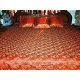 7p Teak Rose Floral Sari India Bedding Bedspread Duvet King  Queen. by Mogul Interior