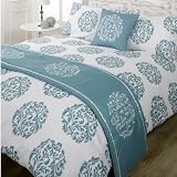 Serenade Teal Super King Duvet Quilt bedding Set Bed in Bag Cushion Cover Runner