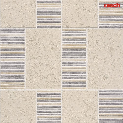 Rasch Tapete 814446 Relieftapete Muster "Fliese" beige klassisch