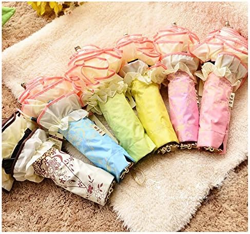 Tikii Lolita Umbrella Three Folding Umbrella Fashion Fresh Colorful Cute Ladies Sun Uv Rain Umbrella- Pink