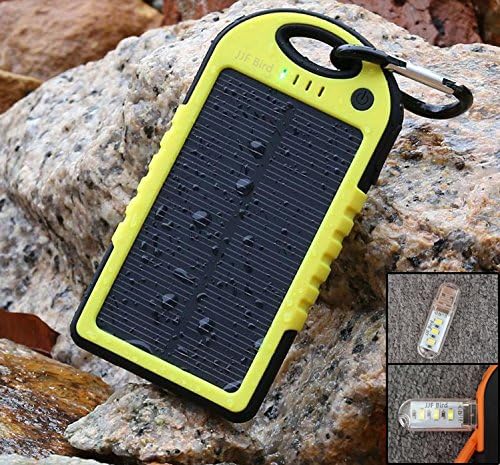 JJF Bird Portable 12000 mAh Waterproof Solar Panel Charger with Dual USB Port (Yellow)