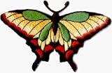 Beautiful green, Orange, Red & Black Butterfly - Embroidered Iron on or Sew On Patch