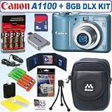 Canon PowerShot A1100IS 12.1 MP Digital Camera (Blue) + 8GB Deluxe Accessory Kit