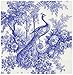 Paperproducts Design Blue and White Toile Peacock Paper Beverage/Cocktail Napkin, 5 by 5-Inch