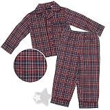 Red and Blue Plaid Coat Style Pajamas for Boys