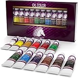 MyArtscape Oil Paint Set, Artist Quality Art Paints for Painting on Canvas, Starter Kit of 12 x 12ml Colors in Tubes